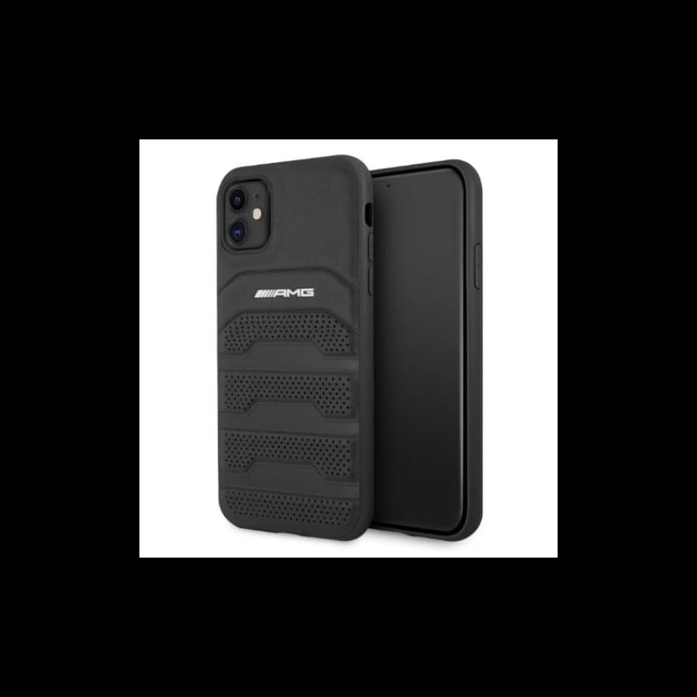 AMG AMHCN61GSEBK Apple iPhone 11 / XR hardcase Leather Debossed Lines black - 1