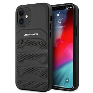 AMG AMHCP12SGSEBK Apple iPhone 12 mini hardcase Leather Debossed Lines black