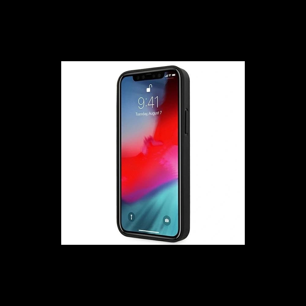 AMG AMHCP12SGSEBK Apple iPhone 12 mini Hartschale Leder Prägung Linien schwarz - 5