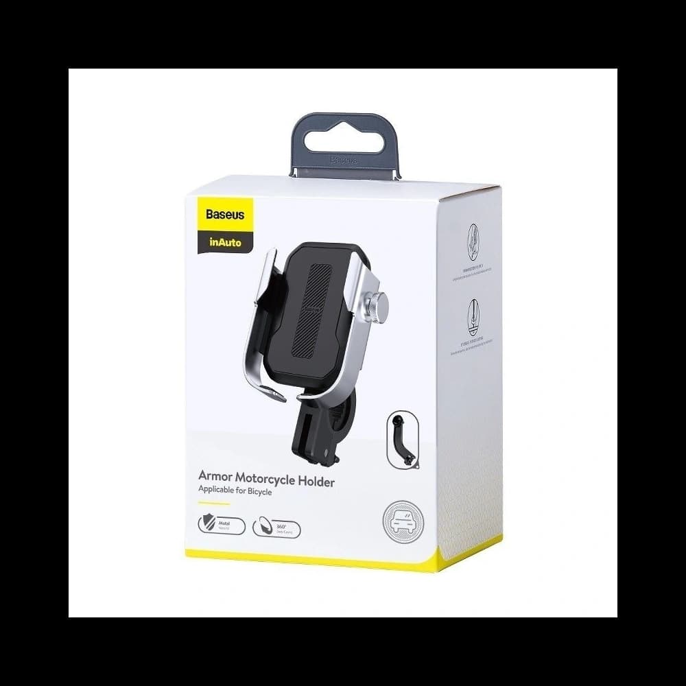 Baseus Telefonhalter Armor für Motorrad / Fahrrad / Roller / Scooter (silber) - 5
