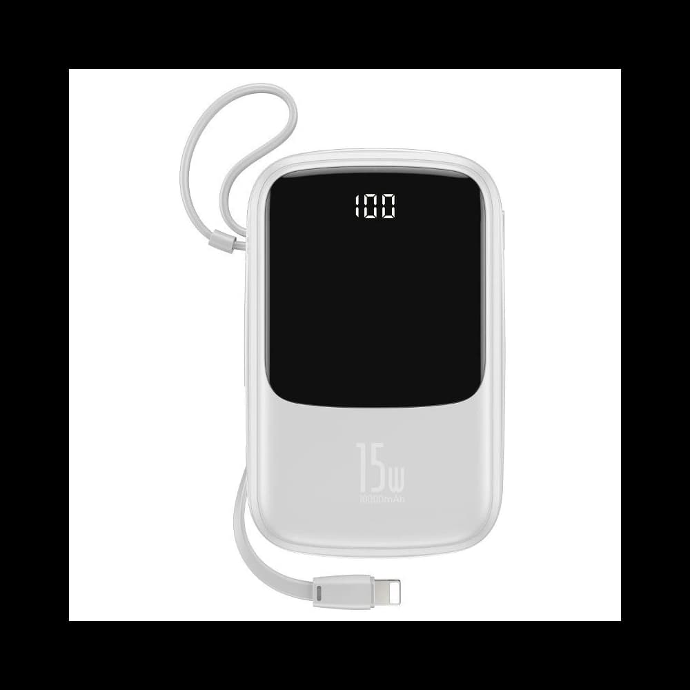 Baseus Powerbank Qpow mit Lightning-Kabel, 10000mAh, 3A, 15W (weiß) - 1