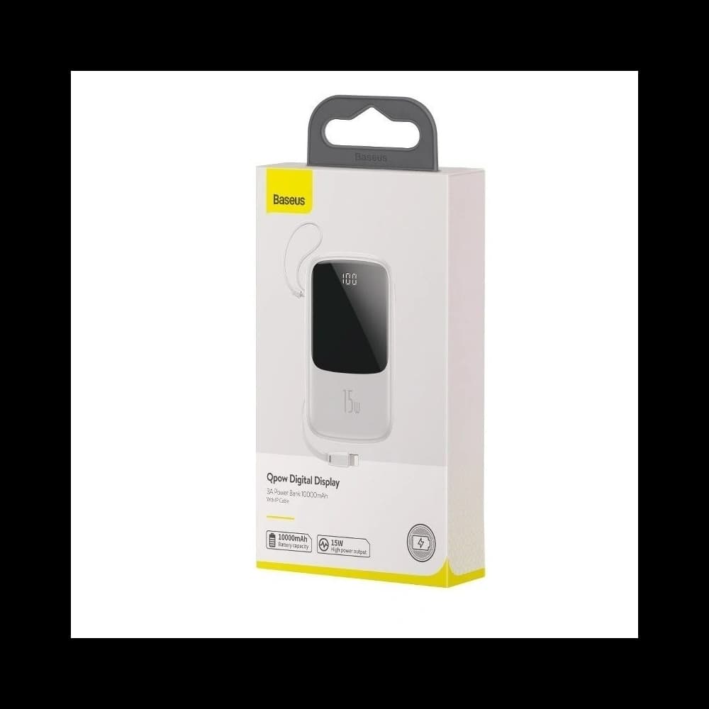 Baseus Powerbank Qpow mit Lightning-Kabel, 10000mAh, 3A, 15W (weiß) - 7