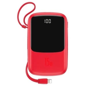 Baseus Powerbank Qpow mit Lightning-Kabel, 10000mAh, 3A, 15W (rot)