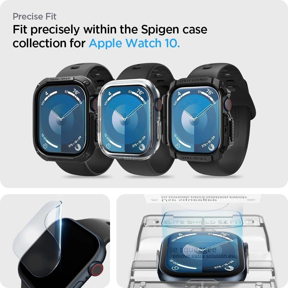 Hybridglas Spigen Elite Shield Ez Fit Apple Watch 10 / 11 42mm Klar [2 PACK] - 12