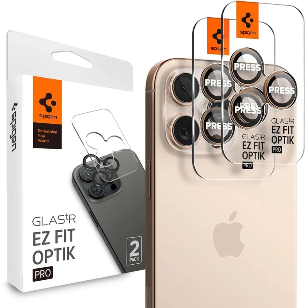 Spigen GLAS.tR Ez Fit Optik Pro Camera Protector Apple iPhone 16 Pro / Pro Max Desert Titanium [2 PACK] - 1