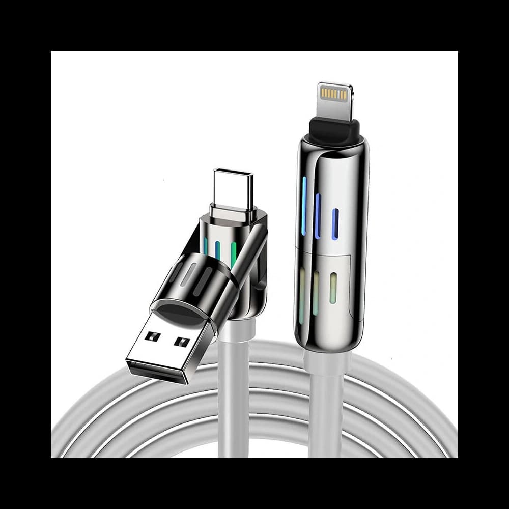 Blitzwolf BW-HDC6 4-in-1 USB-C / USB-A to USB-C / Lightning cable 1.2m 240W RGB (grey) - 1