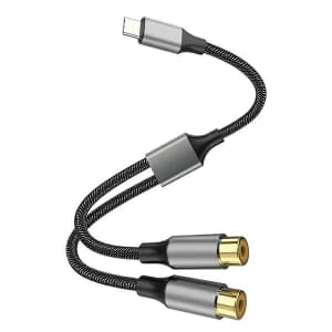 4smarts Audio USB-C / 2x Cinch-Stecker Kabel 20cm schwarz