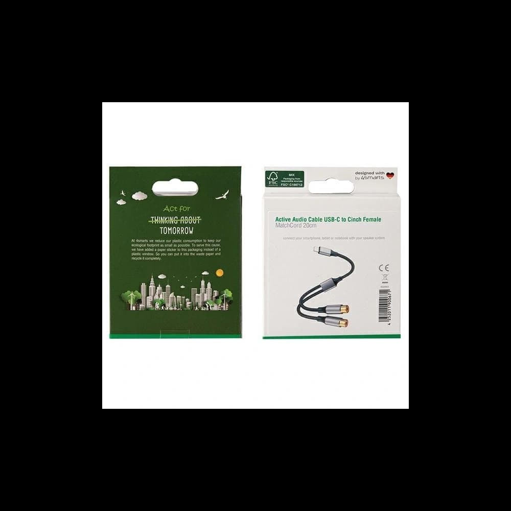 4smarts Audio USB-C / 2x cinch socket cable 20cm black - 3