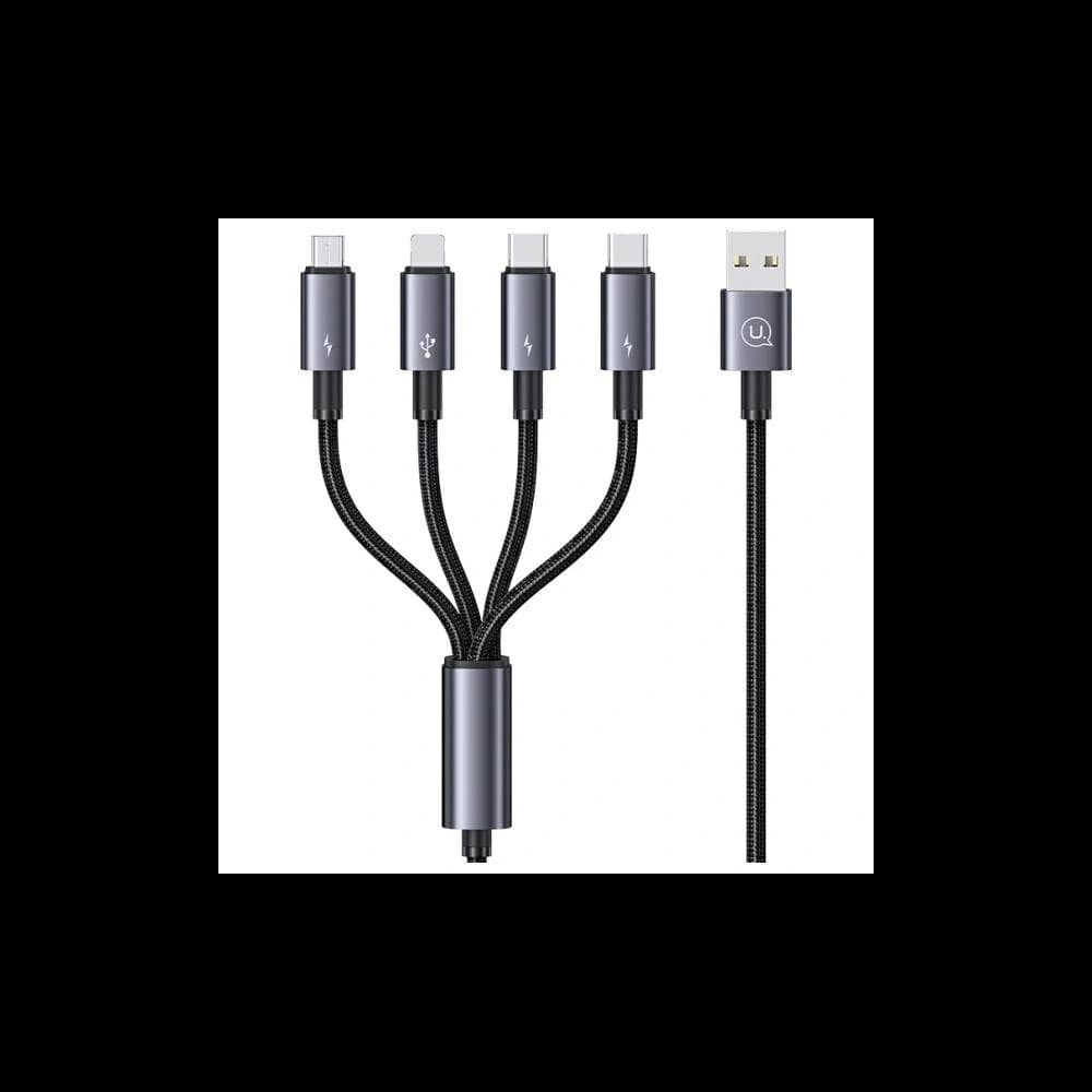 USAMS USB-A / 2xUSB-C, Lightning, MicroUSB Kabel 15W 1.2m Aluminiumlegierung Datenkabel Sufeng-Serie - 1