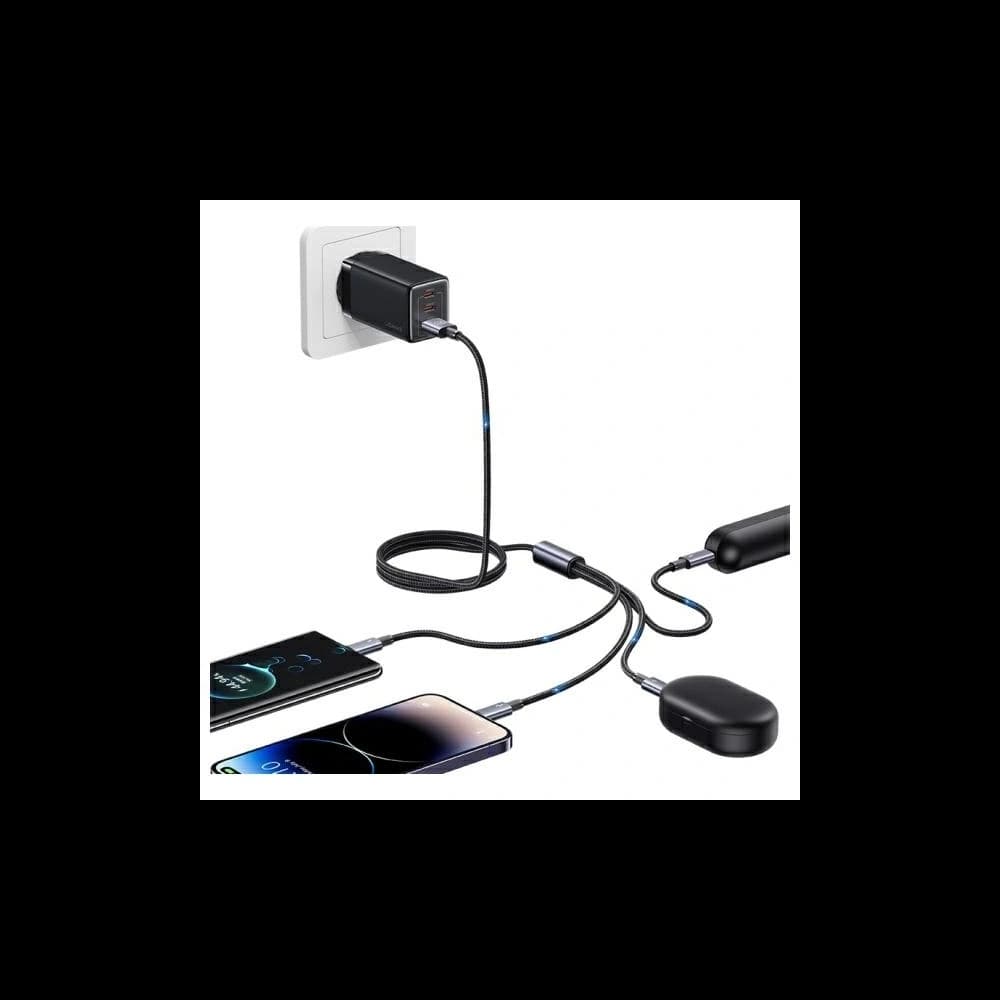 USAMS USB-A / 2xUSB-C, Lightning, MicroUSB Kabel 15W 1.2m Aluminiumlegierung Datenkabel Sufeng-Serie - 5