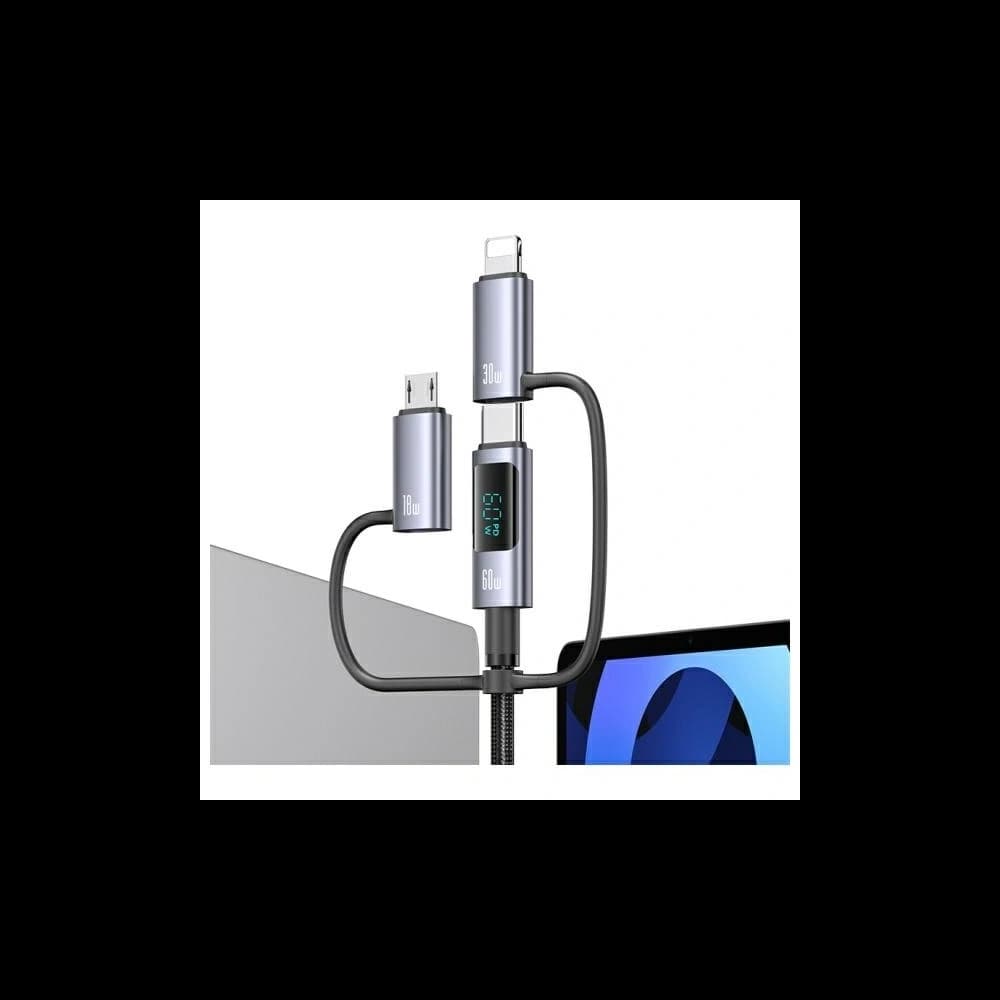 USAMS USB-A, USB-C / USB-C, Lightning, MicroUSB Kabel Schnellladung 60W 1.2m Datenkabel Digitalanzeige Aluminiumlegierung Serie Sufeng - 4
