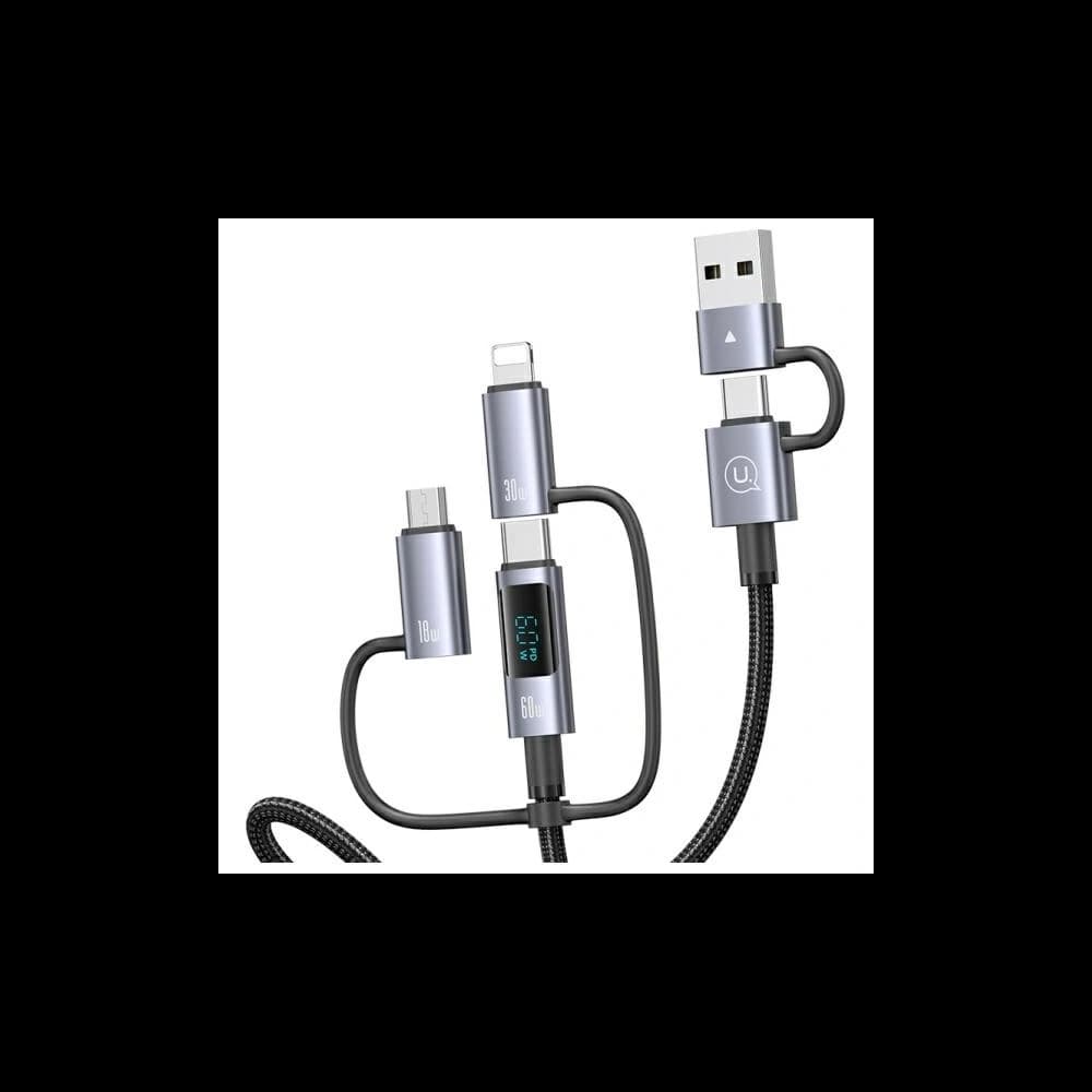 USAMS USB-A, USB-C / USB-C, Lightning, MicroUSB Kabel Schnellladung 60W 1.2m Datenkabel Digitalanzeige Aluminiumlegierung Serie Sufeng - 5