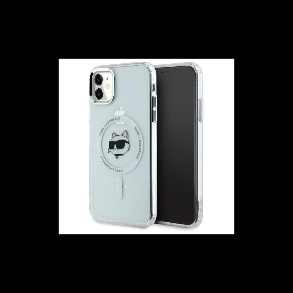 Karl Lagerfeld KLHMN61HLSCHH Apple iPhone 11 / XR Hartschale IML Metall Choupette Kopf MagSafe weiß - 1
