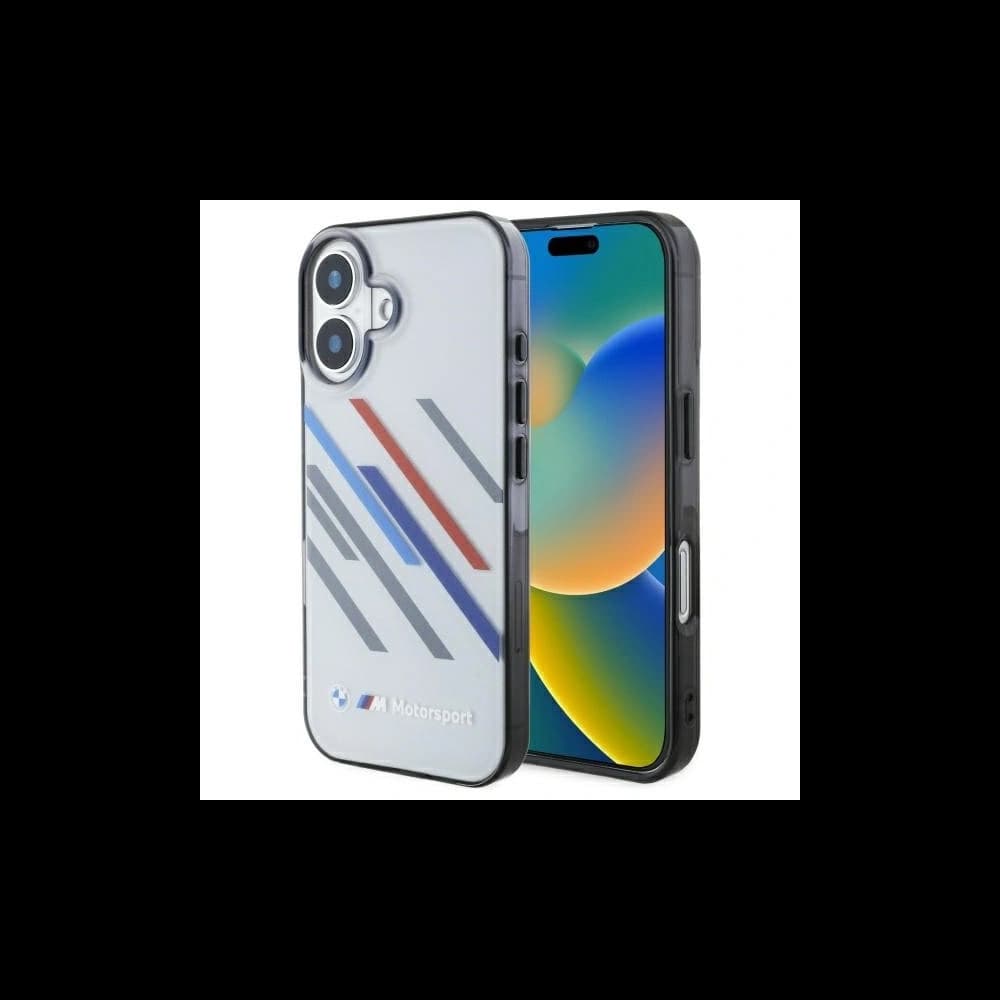 BMW BMHCP16M23HTRAG Apple iPhone 16 Plus Hardcase Motorsport IML Zufällige Streifen grau - 1