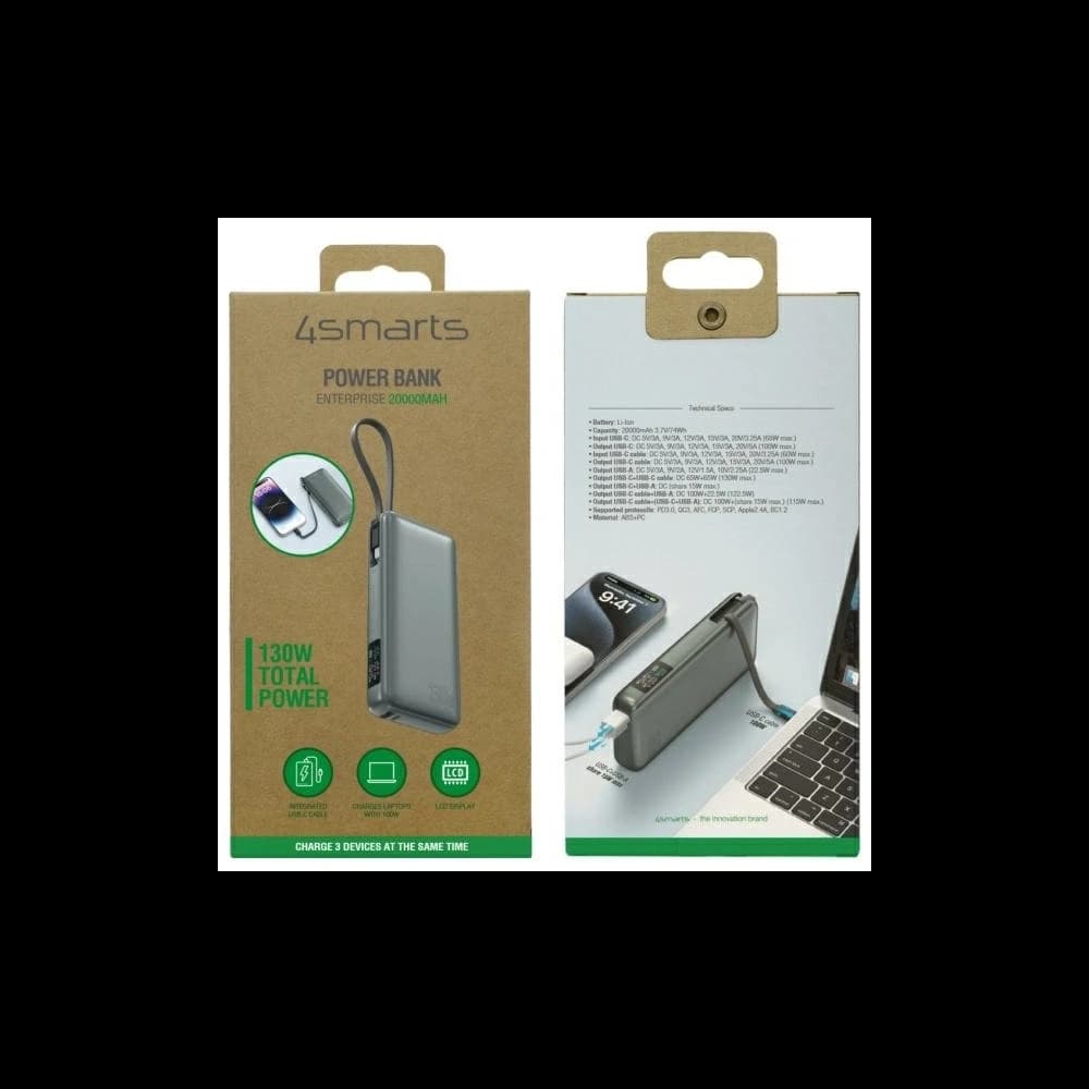 4smarts Enterprise Powerbank 20000mAh 130W with built-in cable USB-C space grey - 3