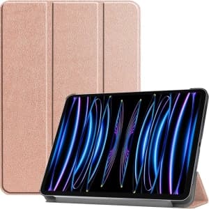 Etui Bizon Case Tab Croc do Apple iPad Pro 11 2022/2021/2020/2018 różowozłote