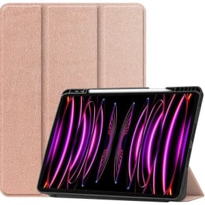 Etui Bizon Case Tab Lizard do Apple iPad Pro 12.9 2022/2021/2020/2018 różowozłote