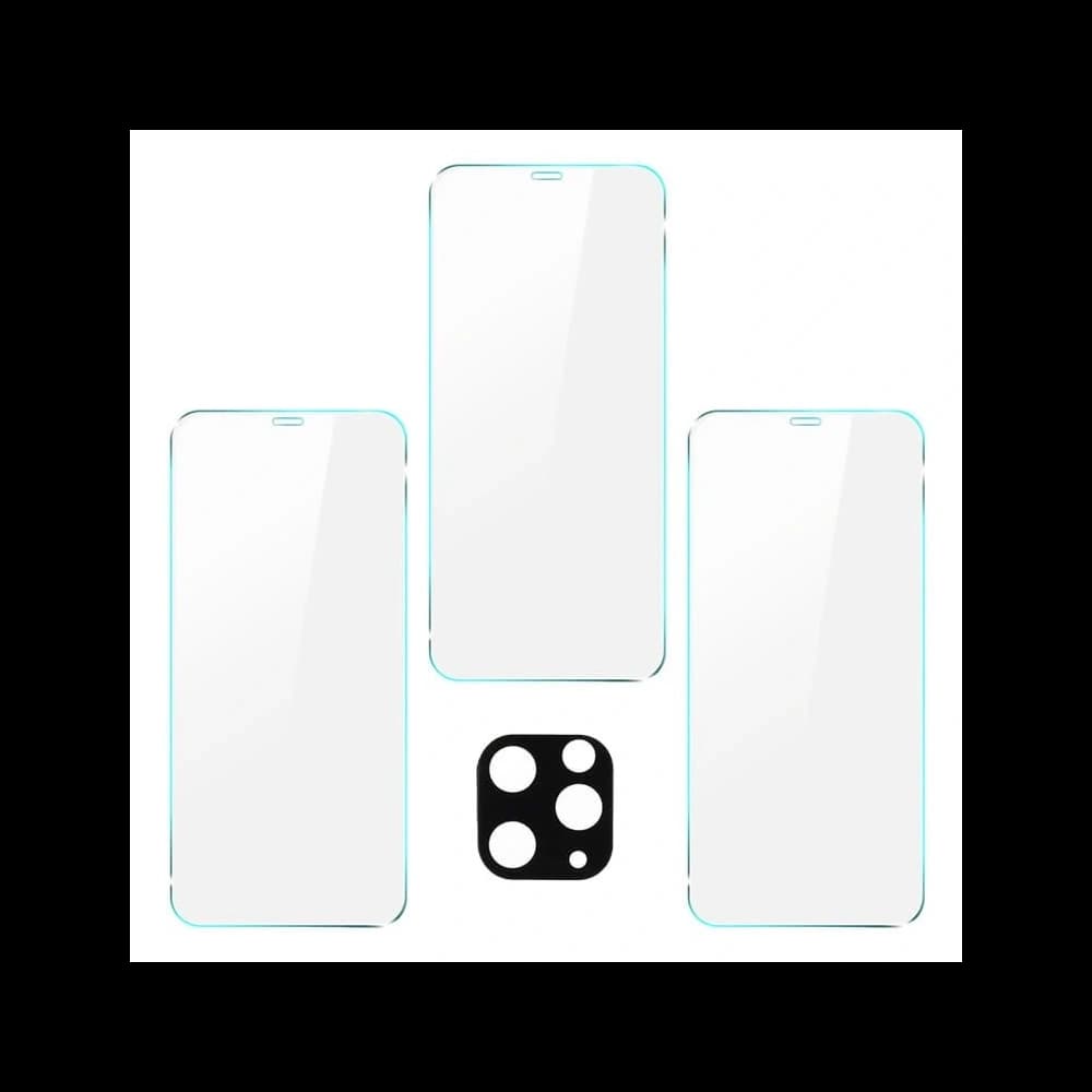 Bizon Glass Klarglas gehärtetes Glas - 3 Stück. + Linsenglas Apple iPhone 11 Pro Max - 5