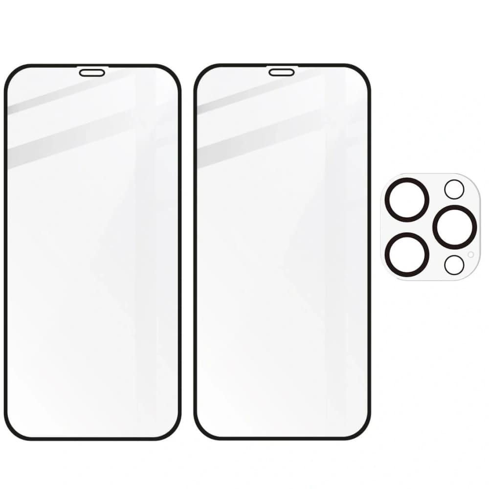Bizon Glass Edge CF gehärtetes Glas - [2 PACK] + Linsenschutz Apple iPhone 12 Pro schwarz - 5