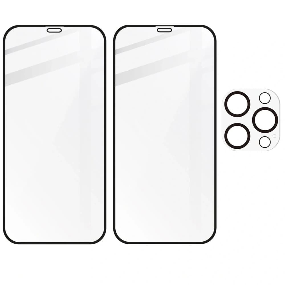 Bizon Glass Edge CF gehärtetes Glas - [2 PACK] + Objektivschutz Apple iPhone 12 Pro Max schwarz - 5