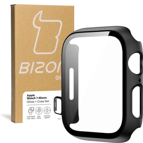 Bizon Case Case + Glass Set Apple Watch 8/7 45mm schwarz