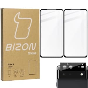Szkło hartowane Bizon Glass Edge - [2 PACK] + ochrona na obiektyw Google Pixel 6 czarne