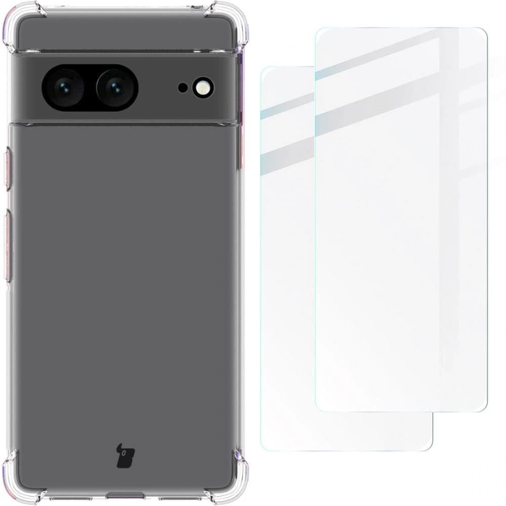 Bizon Case Clear Pack Hülle + 2x Glas für den Bildschirm Google Pixel 7 klar - 1