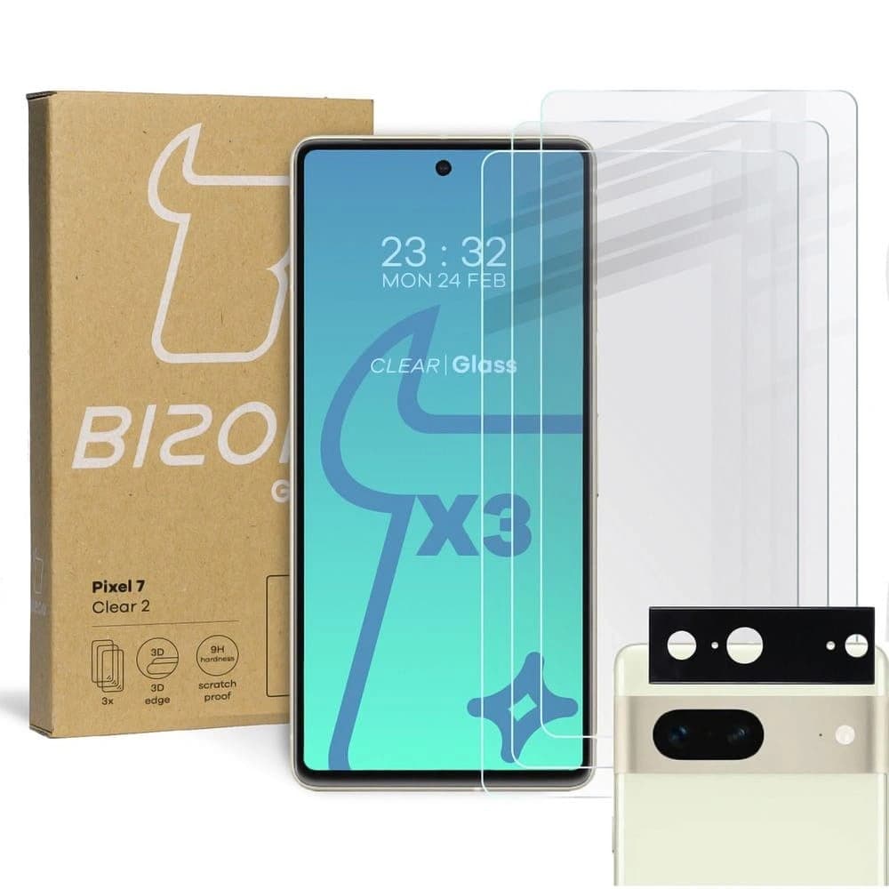 BIZON Clear 2 3x screen glass + camera glass Google Pixel 7 - 1