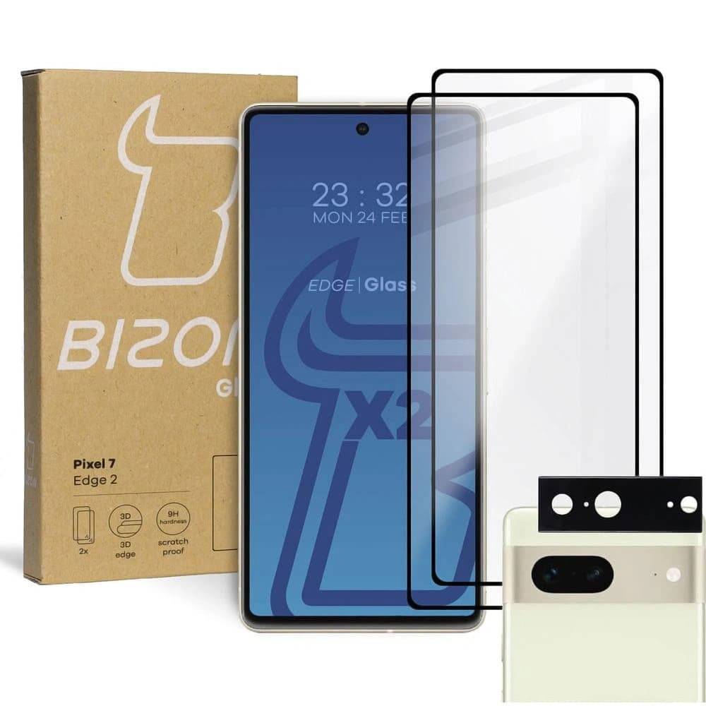 BIZON Edge 2 2x screen glass + camera glass Google Pixel 7 - 1