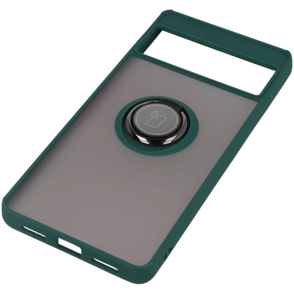 Bizon Case Hybrid Ring Google Pixel 7 Pro rauchig mit einem dunkelgrünen Rahmen - 3