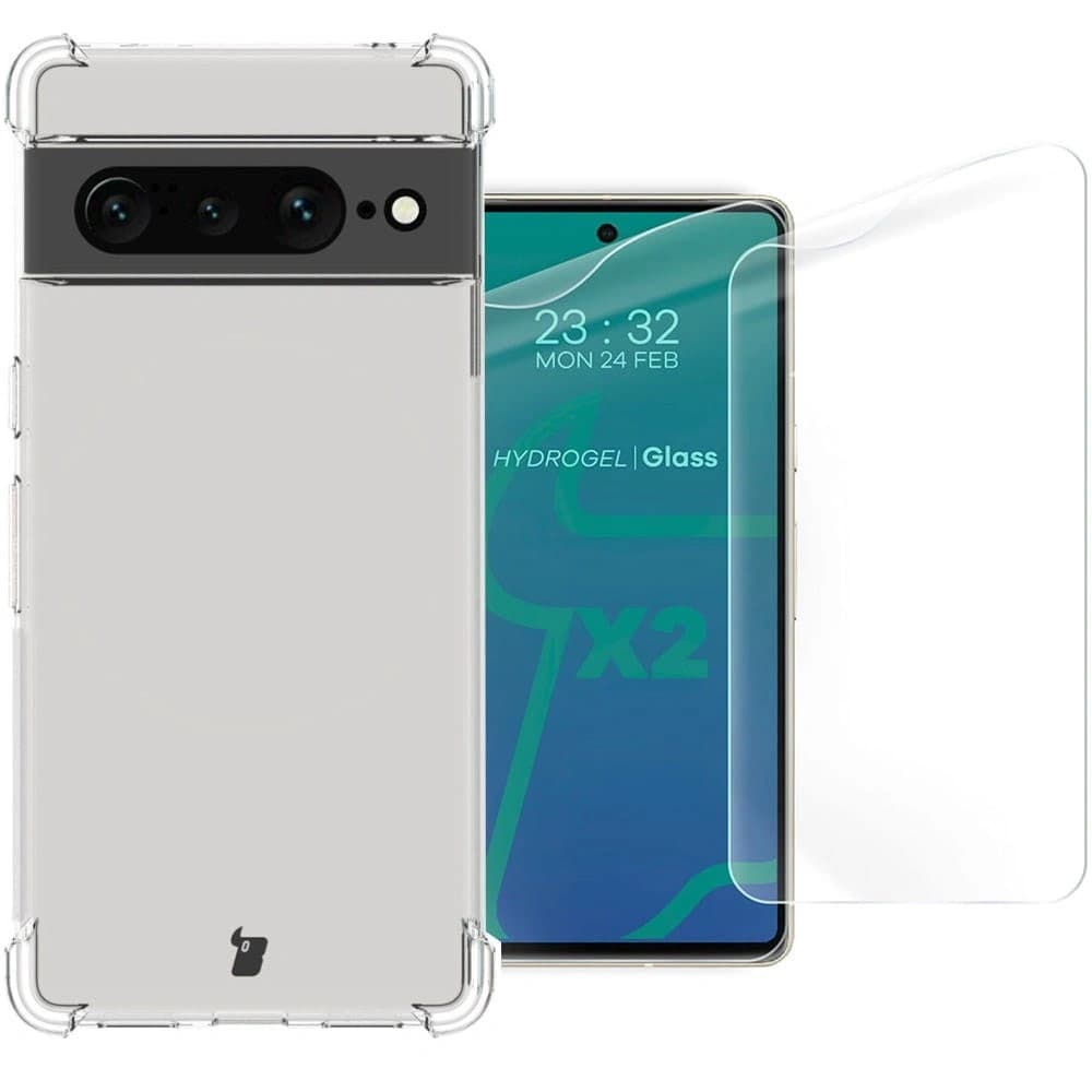 Bizon Case Clear Pack Hülle + 2x Bildschirmfolie Google Pixel 7 Pro klar - 1