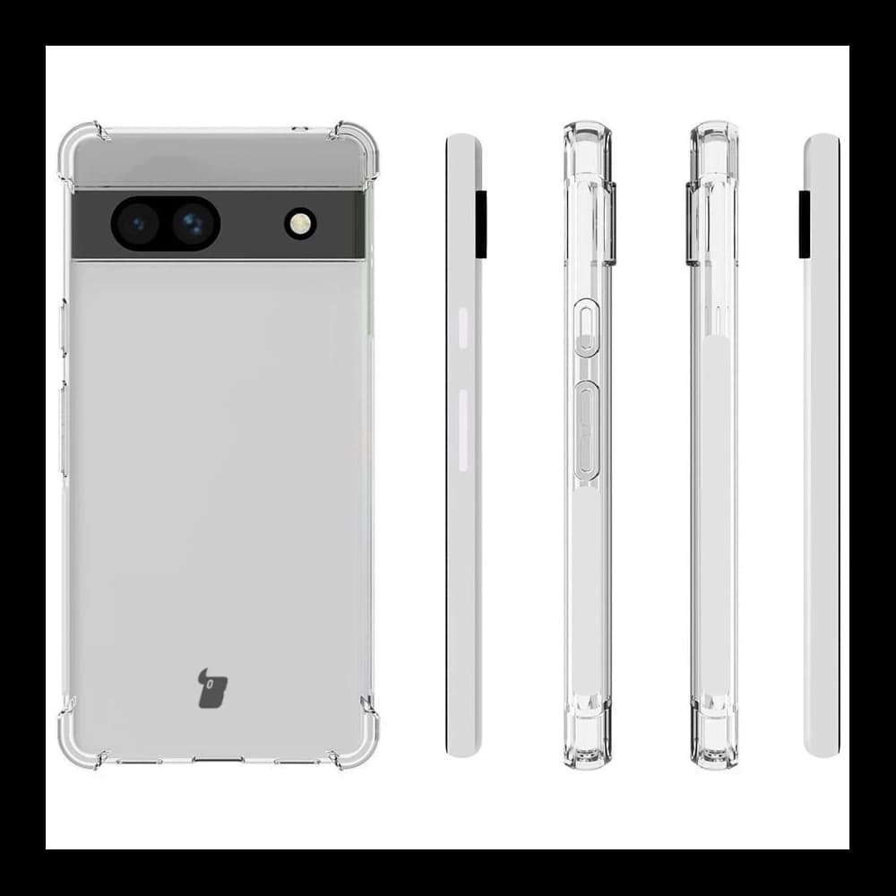 Bizon Case Clear Pack-Hülle + 2x Bildschirmglas + Objektivglas Google Pixel 7A klar - 4