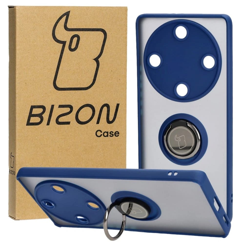 Bizon Case Hybrid Ring Honor Magic5 Lite rauchig mit einem navyblauen Rahmen - 1