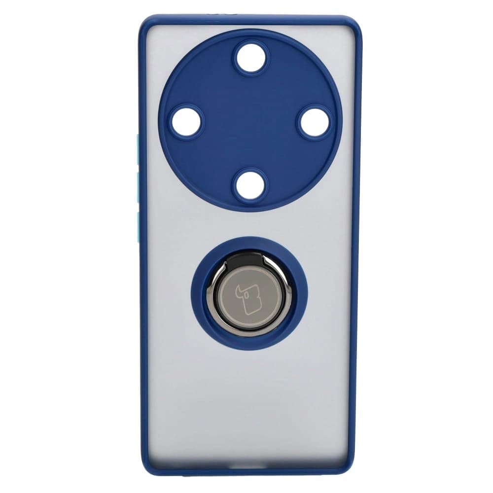 Bizon Case Hybrid Ring Honor Magic5 Lite rauchig mit einem navyblauen Rahmen - 2