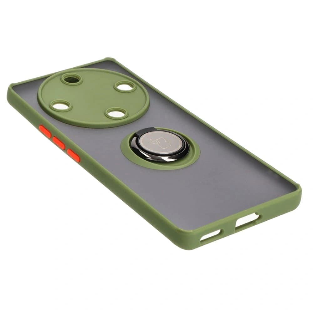 Bizon Case Hybrid Ring Honor Magic5 Lite rauchig mit einem grünen Rahmen - 4