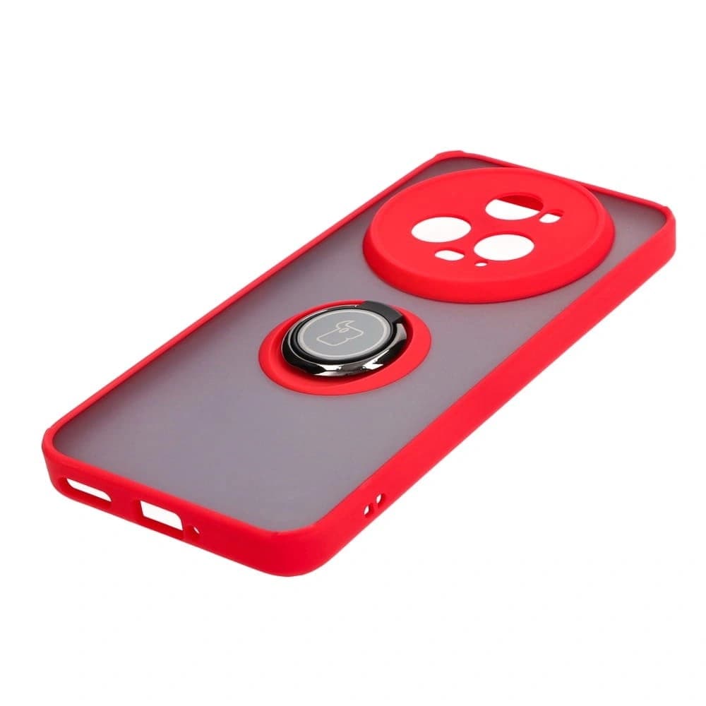 Bizon Case Hybrid Ring Honor Magic5 Pro smoky with a red frame - 3