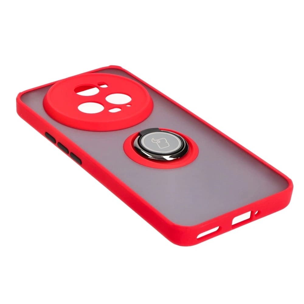 Bizon Case Hybrid Ring Honor Magic5 Pro smoky with a red frame - 4