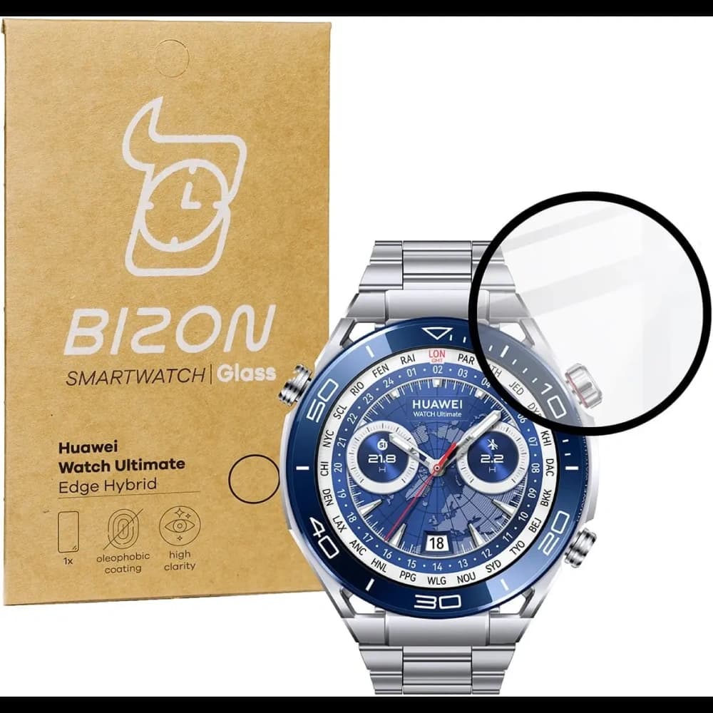 Bizon Glass Watch Edge Hybrid Huawei Watch Ultimate black - 1