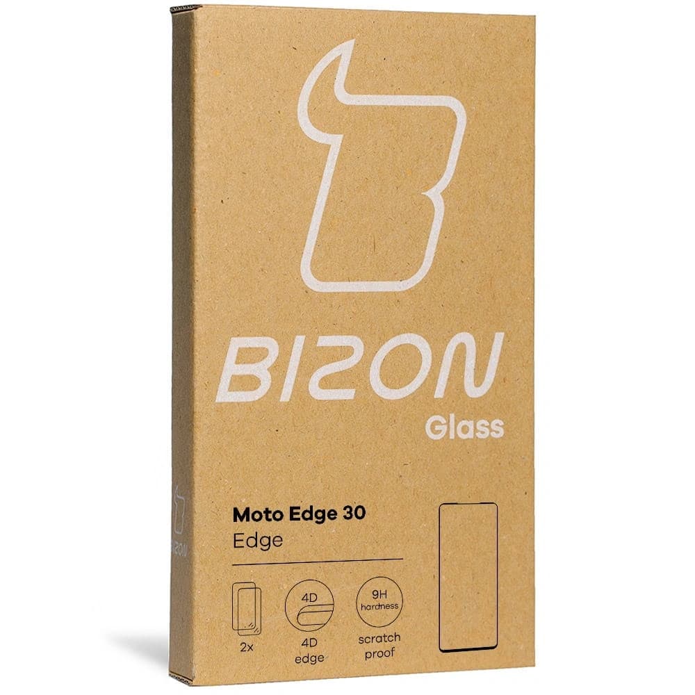 Bizon Glass Edge gehärtetes Glas - [2 PACK] + Linsenschutz Motorola Edge 30 schwarz - 12