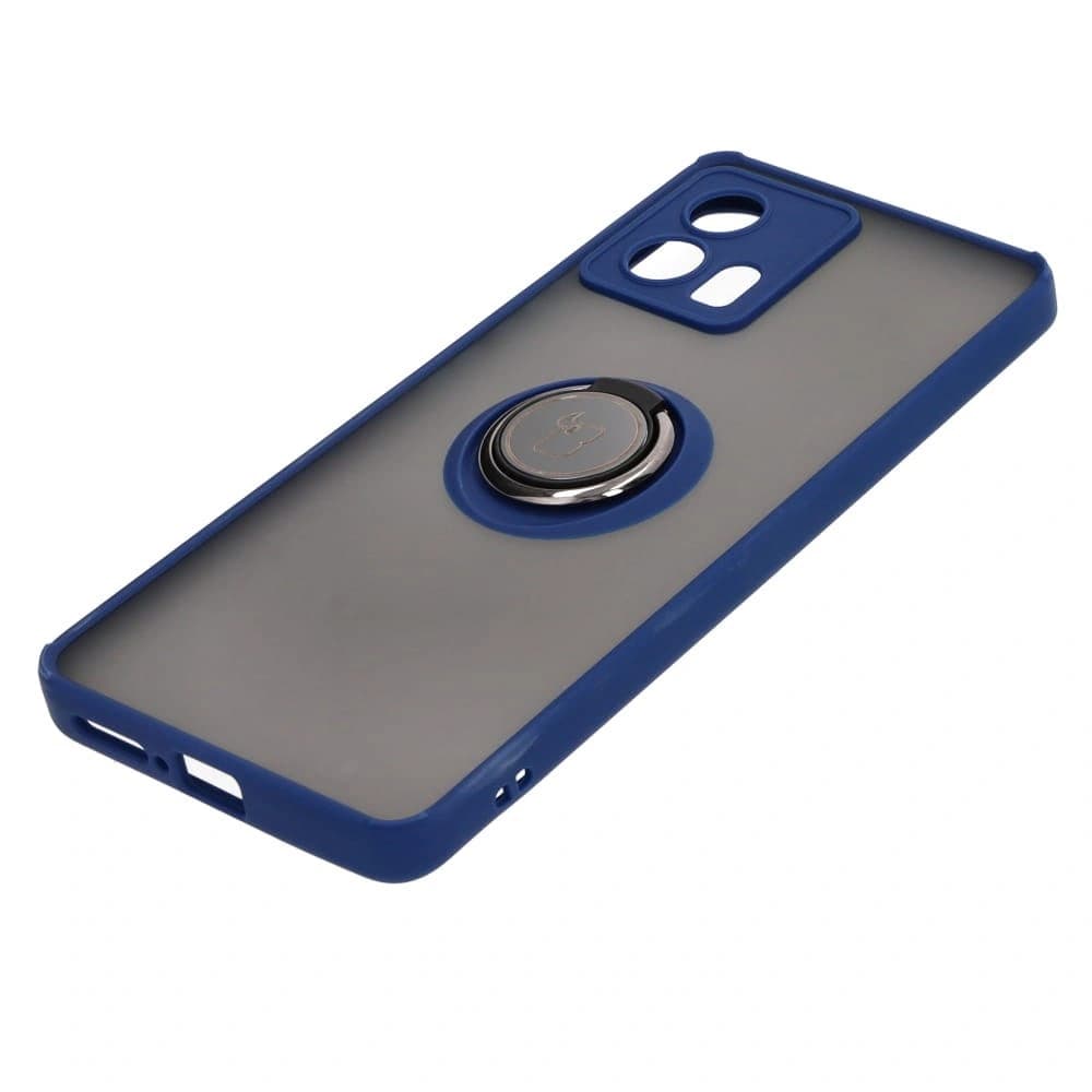 Bizon Case Hybrid Ring Motorola Edge 30 Fusion rauchig mit einem navyblauen Rahmen - 3