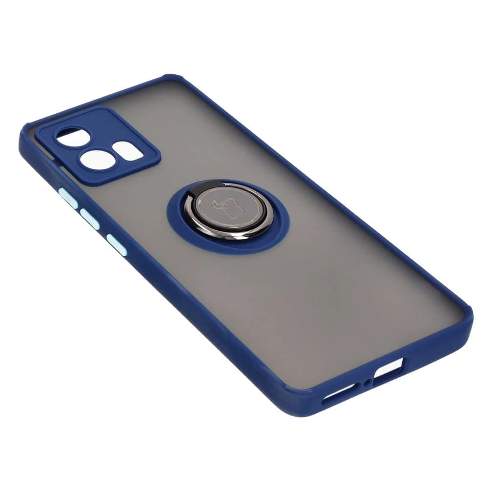 Bizon Case Hybrid Ring Motorola Edge 30 Fusion rauchig mit einem navyblauen Rahmen - 4