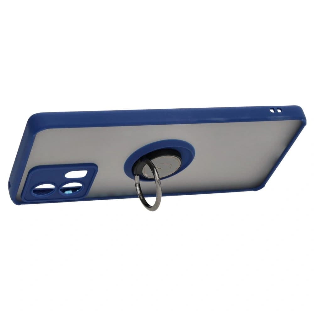 Bizon Case Hybrid Ring Motorola Edge 30 Fusion rauchig mit einem navyblauen Rahmen - 5