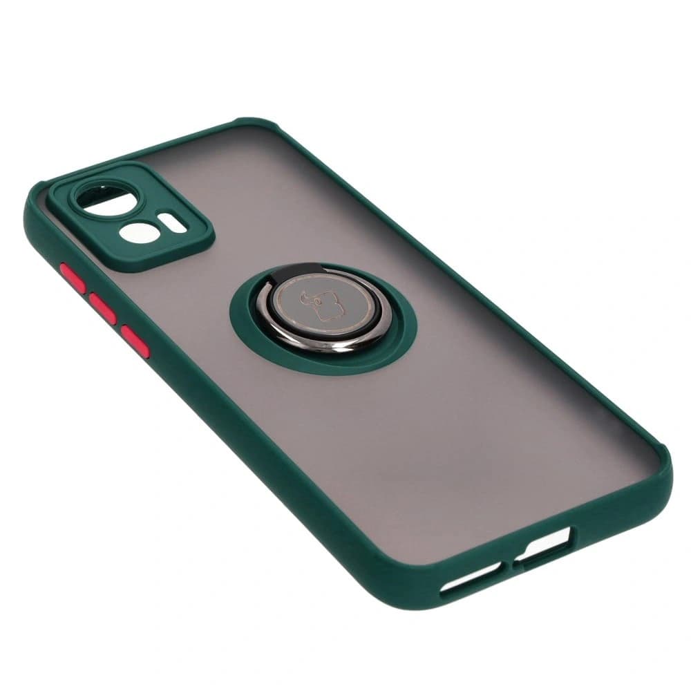 Bizon Case Hybrid Ring Motorola Edge 30 Neo rauchig mit einem dunkelgrünen Rahmen - 4