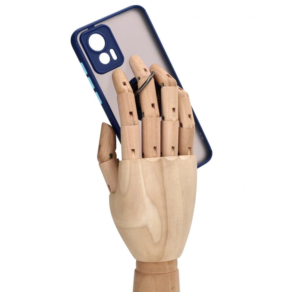 Bizon Case Hybrid Ring Motorola Edge 30 Neo rauchig mit einem navyblauen Rahmen - 8