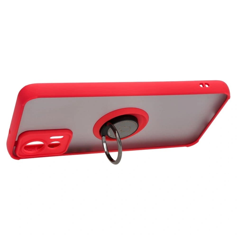 Bizon Case Hybrid Ring Motorola Edge 30 Neo rauchig mit rotem Rahmen - 5