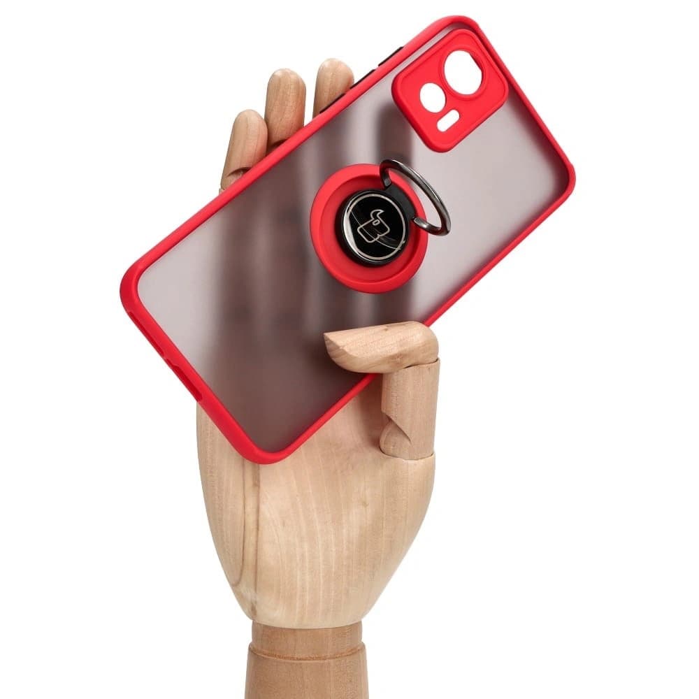 Bizon Case Hybrid Ring Motorola Edge 30 Neo rauchig mit rotem Rahmen - 7