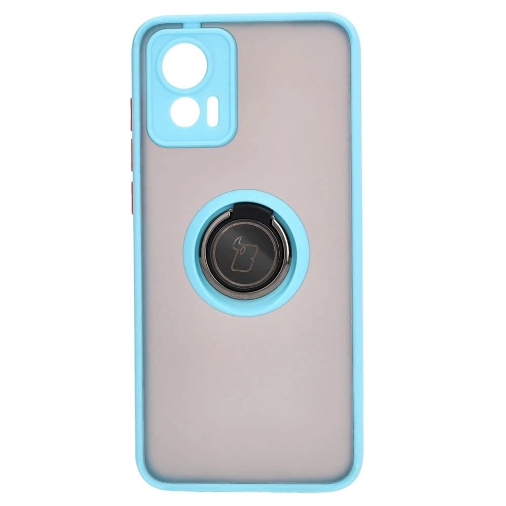 Bizon Case Hybrid Ring Motorola Edge 30 Neo smoky mit einem hellblauen Rahmen - 2