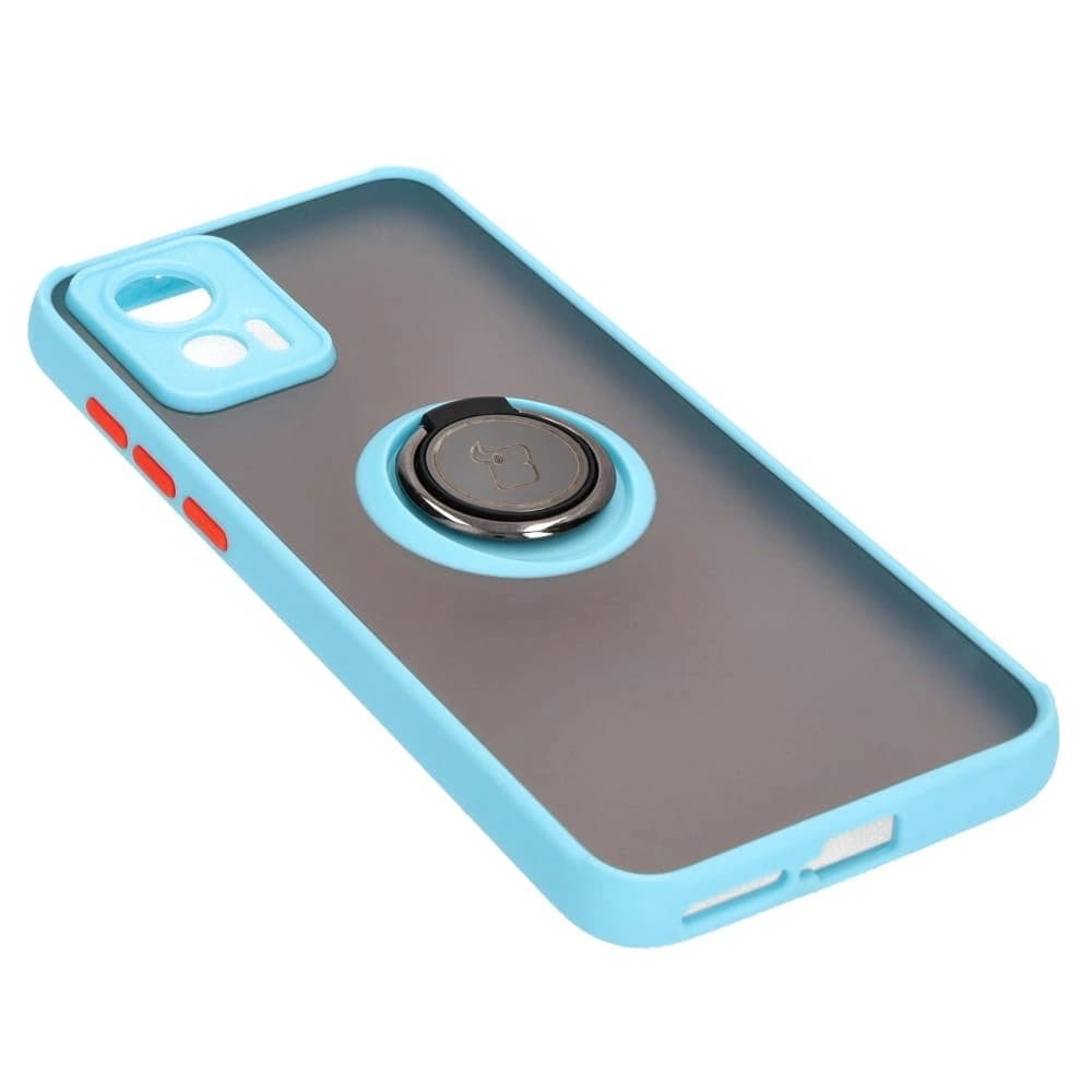 Bizon Case Hybrid Ring Motorola Edge 30 Neo smoky mit einem hellblauen Rahmen - 4