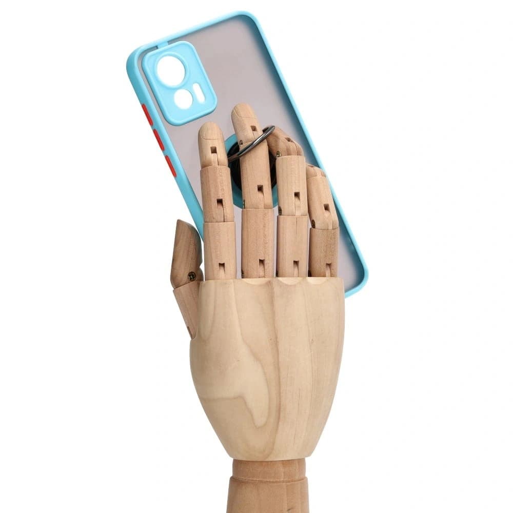 Bizon Case Hybrid Ring Motorola Edge 30 Neo smoky mit einem hellblauen Rahmen - 8