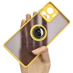 Bizon Case Hybrid Ring Motorola Edge 30 Ultra rauchig mit einem gelben Rahmen